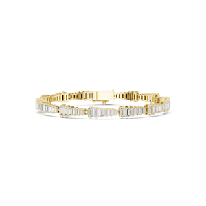 Pulsera de tenis de lujo con diamantes cultivados en laboratorio de oro amarillo de 18K, pulsera de diamantes de corte esmeralda para mujer - Product Image 1