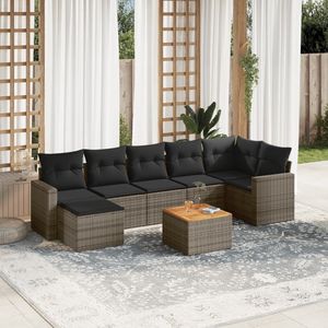 Conjunto de Sofá de Jardín de Madera de Acacia con Ratán PE Gris y Acero con Recubrimiento en Polvo, Muebles Duraderos y Elegantes - Product Image 1