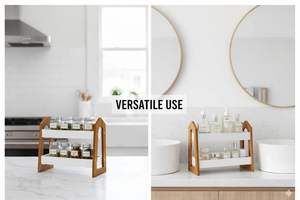 ชั้นวางเครื่องเทศไม้ |   ชั้นวางของอเนกประสงค์สำหรับวางบนเคาน์เตอร์ในครัว ห้องน้ำ และสำนักงาน |   บ้านทรงโมเดิร์น - Product Image 3