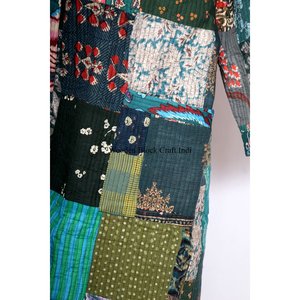 Kimono Kantha hecho a mano con parches de seda, estilo japonés, ropa de playa, estilo bohemio, de invierno, multicolor, con cinturón. - Product Image 2