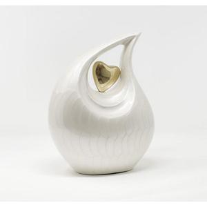 Handmade Large White Teardrop Cremation Urn With Small Golden Heart Urn Burial <b>Ashes</b> Keepsake Decorative Adult Urns <b>For</b> Home - Product Image 1