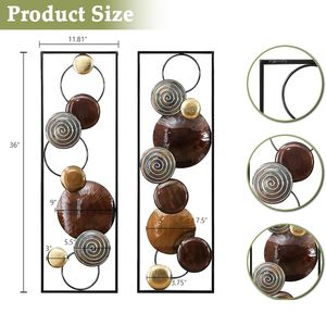 Arte Metálico Islámico para Pared, Juego de 2 Cuadros Verticales con Diseño de Unidad en Círculos, 12 x 36 Pulgadas, Decoración para el Hogar de Inspiración Árabe - Product Image 4