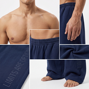 Customized Embossed Side Printed Wide Leg Sweatpants Men Winter Wear Loose Fit Heavyweight <b>Trouser</b> <b>Elastic</b> <b>Waist</b> Cotton Pants - Product Image 6