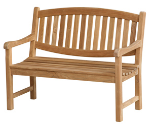 Banc de jardin ovale moderne minimaliste en teck massif 120 cm finition naturelle 2 places pour parcs et jardins - Product Image 1
