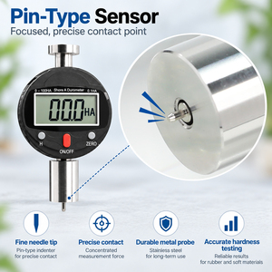 เครื่องวัดความแข็งยางแบบดิจิตอลชนิดพกพา Digital Shore A Durometer (0-100 HA, 0.1 HA) หน้าจอ LCD และหัววัดสแตนเลสสำหรับยางนิ่ม - Product Image 2