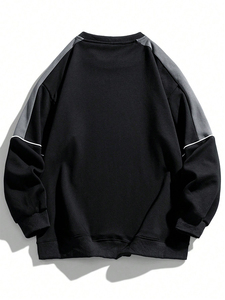 Sweat-shirt pour homme tendance automne-hiver avec manches raglan et design contrasté 100% coton col rond - Vente en gros - Product Image 2