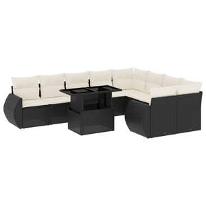 Ensemble de canapés de patio en polyrotin noir pour 10 personnes, mobilier d'extérieur avec coussins, design contemporain, sièges modernes - Product Image 4