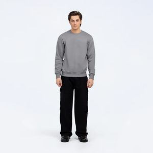 2025 New Men's <b>Crewneck</b> Sweatshirt ODM 300gsm Thickened Long Fleece Winter Custom Logo 100% Cotton Men Sweatshirt OEM - Product Image 3