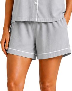 Ensemble de pyjama pour femmes personnalisé gris clair, manches courtes, boutonné, vêtements de nuit doux et respirants, vêtements de détente décontractés pour l'été - Product Image 6