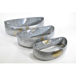 Ensemble de 3 jardinières murales en métal galvanisé gris, style farmhouse, pour intérieur et extérieur, design en treillis, pour la maison et le jardin - Product Image 4