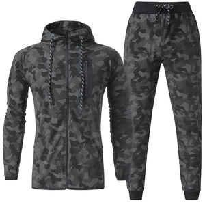 Ensemble de survêtement bleu à capuche pour homme, sweat-shirt à fermeture éclair intégrale avec poches latérales, couleur unie décontractée, tenue d'automne - Product Image 5