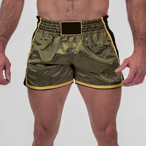 Shorts de boxe et de Muay Thai unisexes professionnels, personnalisables avec nouveaux patchs de compétition, coupe extensible, logo avant, pour équipement de combat masculin - Product Image 6