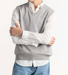 Pull sans manches col en V pour homme, motif jacquard, tricoté avec lettres, pull d'hiver à col rond, tricot personnalisé - Product Image 6