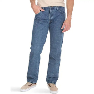 Jean en denim uni délavé à l'acide pour homme, respirant, en coton tricoté, avec braguette boutonnée ajustable - Product Image 4