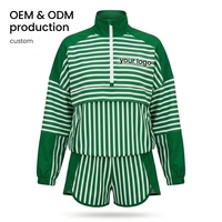 Ensemble de sport 2 pièces pour femme, tricoté, léger et respirant, à rayures, col montant, manches longues, fermeture éclair quart, longueur genou, pour le pickleball d'été
