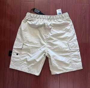 Shorts cargo pour hommes, couleur unie, taille mi-haute, taille élastique, décontracté, tissé, respirant, infroissable, avec cordon de serrage, polyester/coton - Product Image 3