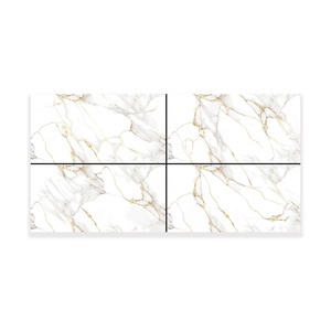 Baldosas de porcelana de cerámica de línea dorada, baldosas de mármol blanco Carara de inyección de tinta brillante 600x600 600x1200 para baldosas de suelo de sala de estar - Product Image 2
