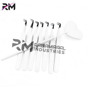 แหนบต่อขนตาแบบมืออาชีพ RMI ปรับแต่งได้ ด้ามจับเพชร ปลายสีดำ เคลือบสีขาว ผลิตจากสแตนเลสสตีล ทนทาน - Product Image 6