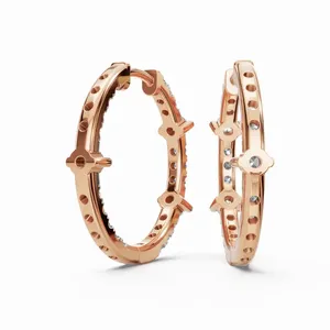 Aros de Diamantes Radiance Vow con Corte Redondo Cultivado en Laboratorio, Pendientes de Diamantes en Oro Rosa de 18K con Certificación IGI y Claridad VVS para Mujer - Product Image 2