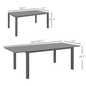 Tavolo da Pranzo Pieghevole in Alluminio Leggero e Moderno per Esterni, Grigio Antracite, 6-8 Posti, per Patio e Giardino - Product Image 3