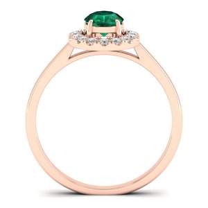 แหวนเพชรทรงกลมเจียระไนแบบบริลเลียนต์ 0.5 กะรัต ประดับมรกตทรงกลม ดีไซน์ REYES สำหรับผู้หญิง ทองคำแท้ 14K พร้อมใบรับรอง IGI - Product Image 4