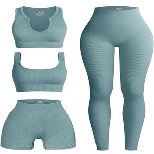 Conjunto de Yoga de 6 Piezas para Mujer con Logotipo Personalizado, Pantalones de Cintura Alta con Cremalleras, Ropa Deportiva sin Costuras para Gimnasio y Fitness - Product Image 3