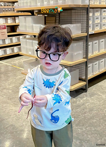 Conjunto de Ropa para Niños de Alta Calidad, Algodón Informal y Cómodo con Estampado de Dinosaurios, Ropa de Moda para Niños Pequeños de Primavera y Otoño - Product Image 2