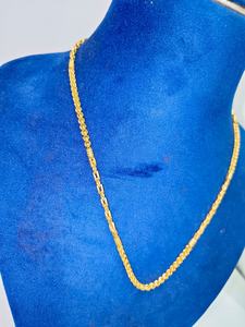 Collier fin unisexe en or jaune massif 22 carats, chaîne à maillons tubulaires et perles fantaisie, or véritable 916 marqué, bijoux raffinés - Product Image 2