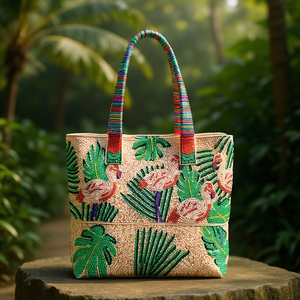 Bolso de mano artesanal de arte tradicional indio con cuentas de cristal, asa tipo baguette colorida, bolso promocional de lujo casual para uso diario. - Product Image 3
