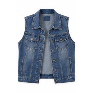 Gilet en jean délavé pour femme OEM avec ourlet effiloché, approvisionnement en gros pour boutiques indépendantes de denim - Product Image 4