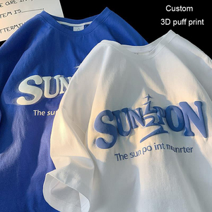 T-shirt Oversize Uni 100% Coton, Grammage Lourd, Impression Personnalisée, Logo 3D en Mousse, Sérigraphie, pour Homme et Unisexe, Tissé, Motif 3D en Relief - Product Image 1