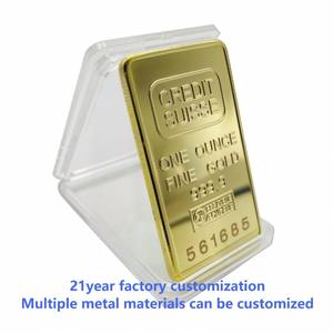 Barra de Oro Personalizada de Aleación de Zinc con Temática <span class=keywords><strong>Credit</strong></span> <span class=keywords><strong>Suisse</strong></span>, Bañada en Oro Fino de 1oz con Grabado 999.9, Artesanía Exquisita - Product Image 2