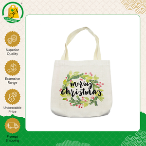 New Design Top Quality Cotton Tote <b>Bag</b> with Self Handle with Christmas Multi-Color Design and Customized Cross Stitching - Product Image 5