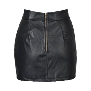 Jupes en cuir toutes saisons pour femmes, taille haute, asymétriques, mini-jupe en cuir PU, couleur unie, sexy, coupe ajustée - Product Image 3