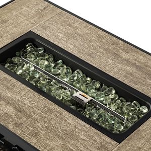 Tavolo con Braciere in Rattan Beige con Porta Bombola e Piano in Piastrelle di Ceramica - Product Image 5