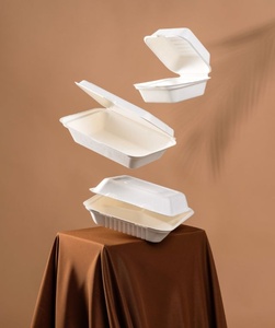 Contenant alimentaire compostable en bagasse de canne à sucre pour restaurants, cafés et services de traiteur, 9x6 pouces, pour pâtisseries et snacks - Product Image 1