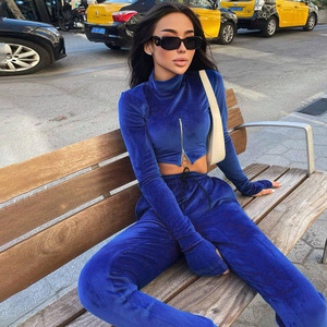 Sexy Sporty Plus Size Solid Casual Long Sleeve Zip <b>Crop</b> <b>Tops</b> Shorts Set for Women 2 Pcs Half Zipper Workout Fitness Tracksuit - Product Image 3