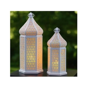 Lámparas marroquíes hexagonales o faroles metálicos marroquíes, faroles decorativos para la decoración del Eid y Ramadán. - Product Image 5