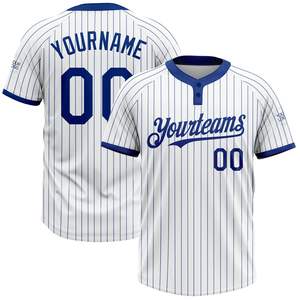Maillot de softball personnalisé à deux boutons et manches courtes, 100 % polyester, imprimé par transfert thermique, respirant, prêt pour les tournois - Product Image 1