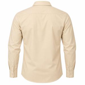 Chemise habillée unie à manches longues pour homme, col rabattu, 100 % coton popeline, infroissable, pour le printemps - Product Image 2