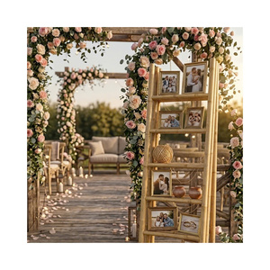 Rustic Bamboo Ladder For Wedding Decor Handcrafted Photo Display <b>Stand</b> Outdoor Event <b>Backdrop</b> Styling Piece - Product Image 1