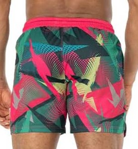 Shorts de bain pour hommes à imprimé géométrique, taille mi-haute, cordon de serrage, séchage rapide, écologiques, extensibles dans 4 directions, respirants, en Spandex/Polyester, décontractés - Product Image 2