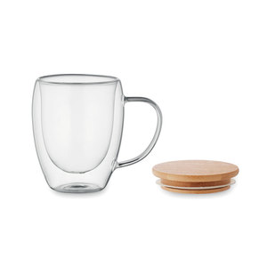 Tazza di vetro a doppia parete da 250ml con coperchio per bevande calde e fredde da utilizzare in movimento - Product Image 2