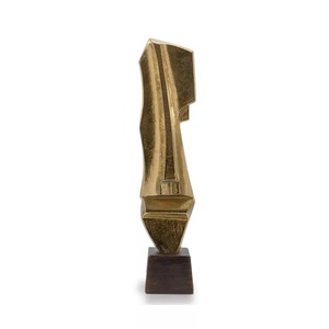 Sculpture géométrique abstraite plaquée or, faite à la main, décoration artistique de table, décoration moderne pour salon - Product Image 2