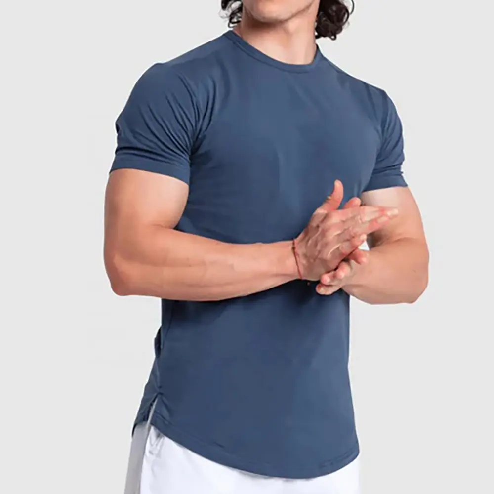 Хит продаж, быстросохнущая Мужская Спортивная хлопковая футболка для фитнеса, дизайнерские спортивные футболки из полиэстера на заказ