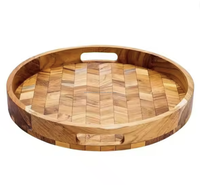 Plateau de luxe personnalisé en bois d'acacia poli, compatible lave-vaisselle, adapté aux aliments, motif bois, artisanat Tayyab, taille sur mesure