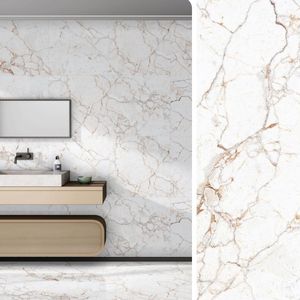 กระเบื้องบุผนังพอร์ซเลนแกะสลักลายหรูหรา ขนาด 600x1200 มม. เงาสูง ลายเส้นสีทอง สำหรับตกแต่งผนังพิเศษในโครงการล็อบบี้โรงแรมระดับพรีเมียม - Product Image 2