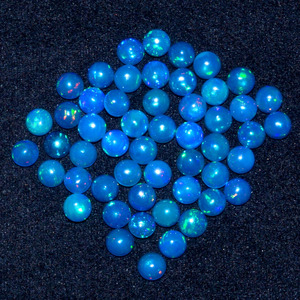 Lote de Cabujones Redondos de Ópalo Welo Etíope Natural AAA+ Azul de 3mm, Gema Preciosa Multifuego con Base Plana para Joyería - Product Image 3