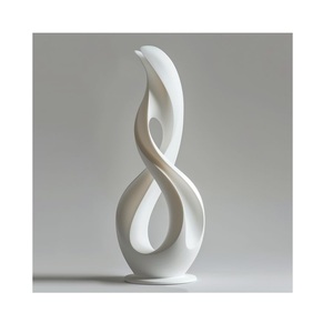 Escultura Moderna Abstracta con Diseño de Infinito, Elegante Estatua de Cerámica Blanca Mate, Figura Contemporánea Minimalista con Forma de Llama - Product Image 3