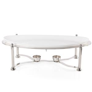 Luxury Stainless Steel Oval Buffet <b>Serving</b> Tray Catering Food Warmer Stand <b>Set</b> with Twin Fuel Holders - Product Image 1